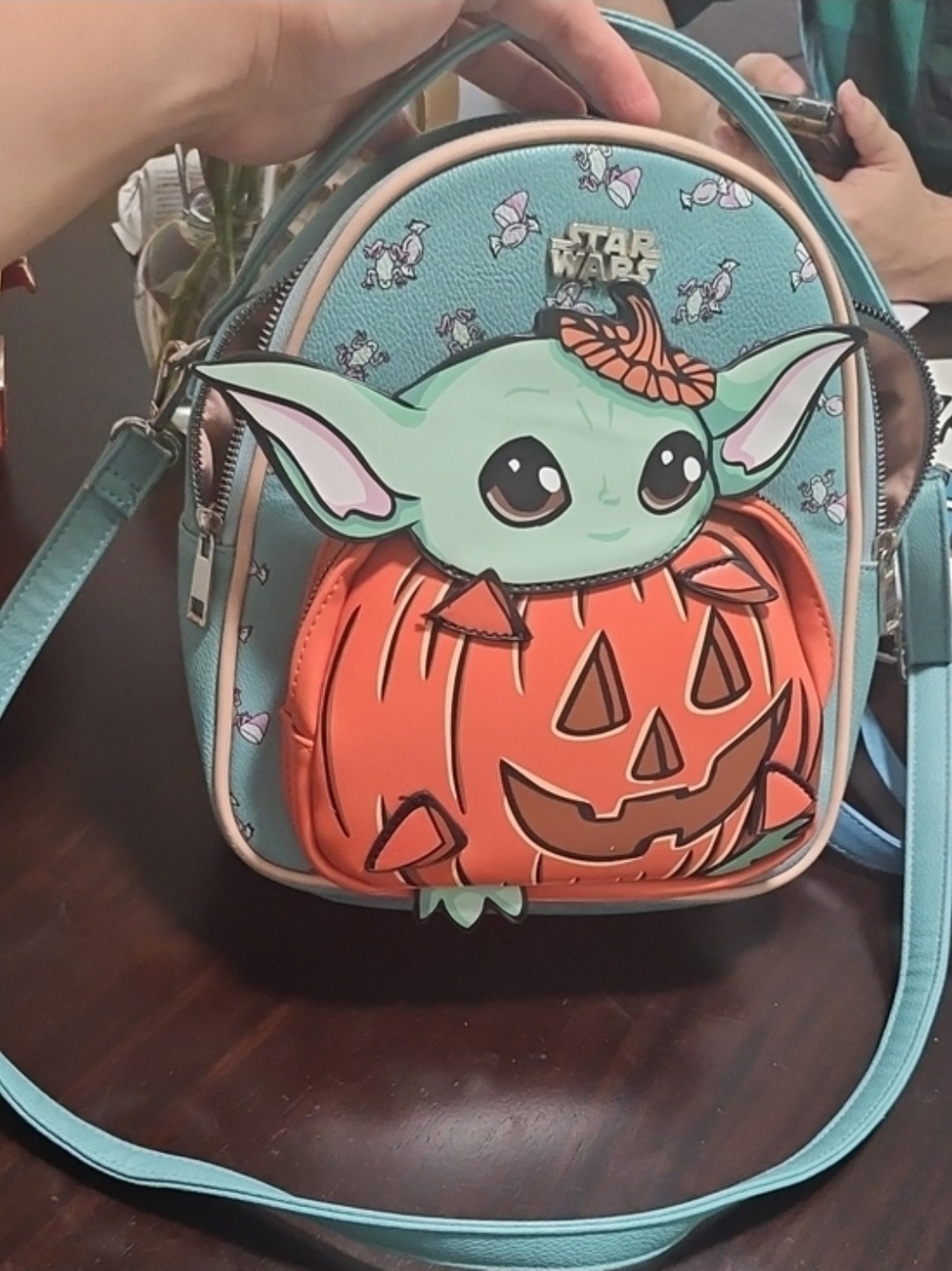 Star Wars Grogu Pumpkin Kids Crossbody Bag - Teal and Orange
